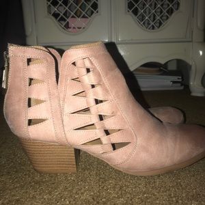 Blush pink cutout booties